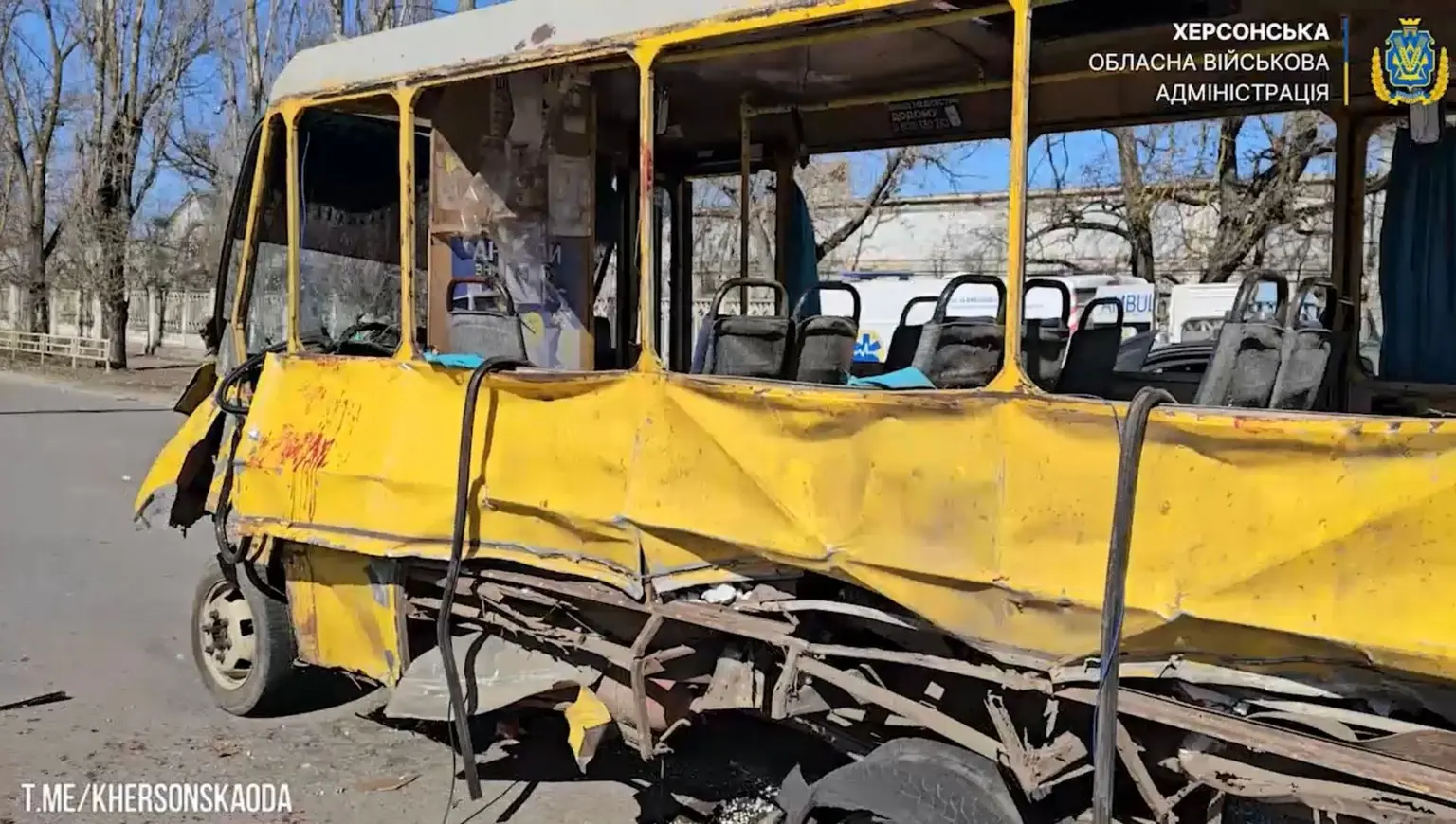 автобус ударен от руските терористи в Херсон